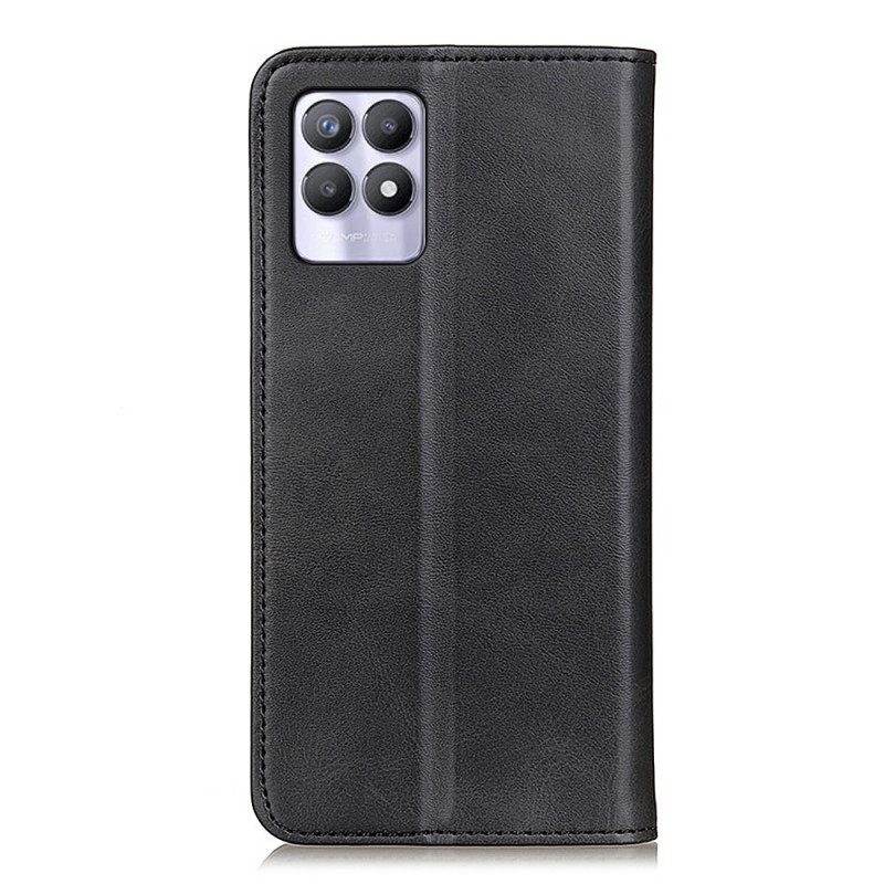 Folio Cover Realme 8i Custodia in pelle Pelle Crosta Eleganza