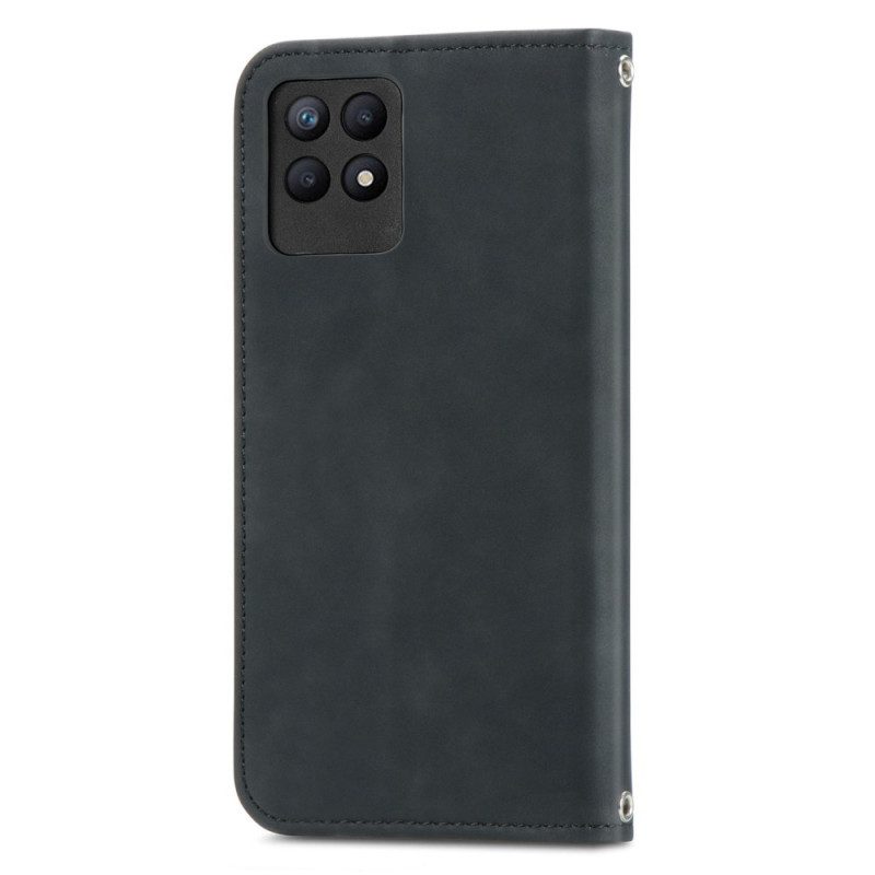 Folio Cover Realme 8i Custodia in pelle Design Skin-touch