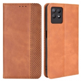 Folio Cover Realme 8i Custodia in pelle Effetto Pelle Vintage Stilizzato