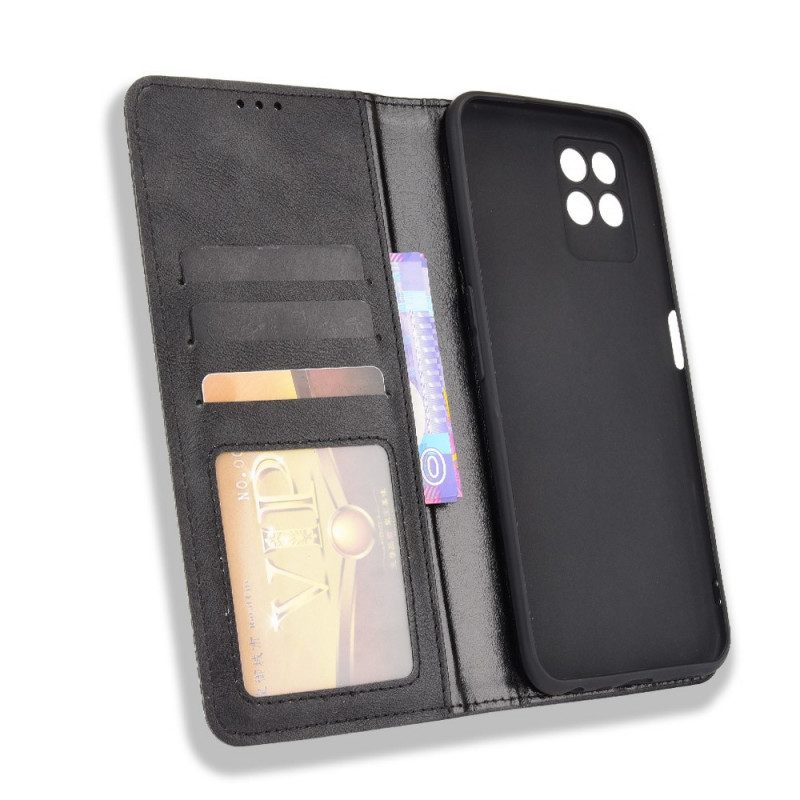 Folio Cover Realme 8i Custodia in pelle Effetto Pelle Vintage Stilizzato