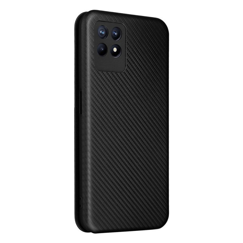 Folio Cover Realme 8i Custodia in pelle Fibra Di Carbonio