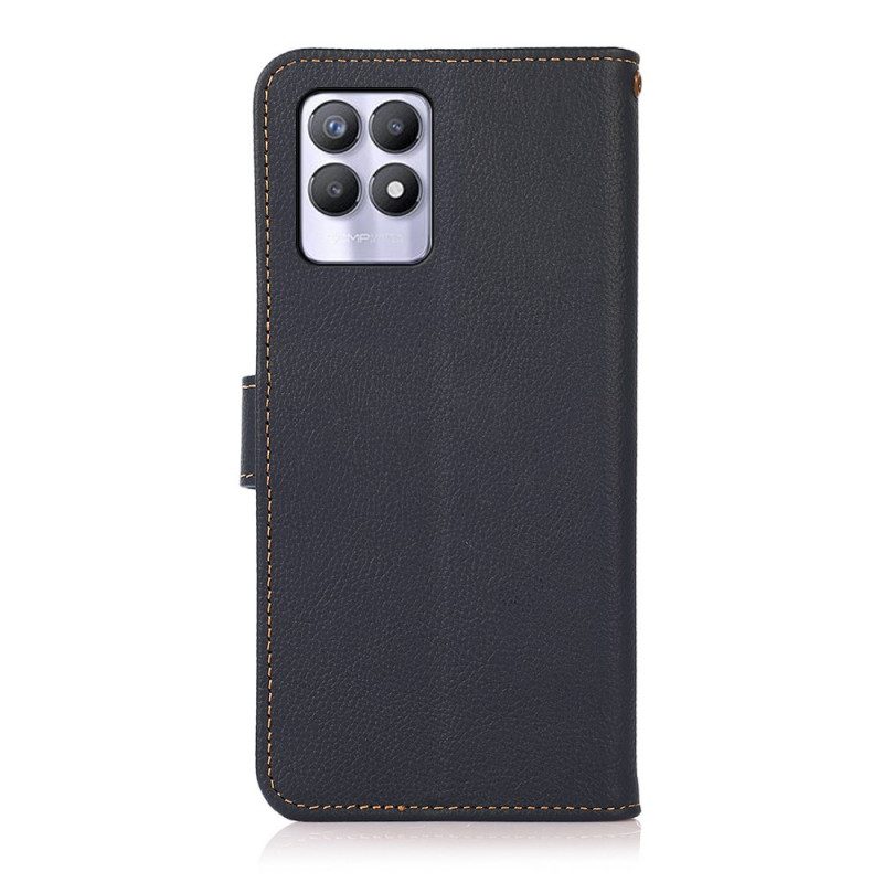 Folio Cover Realme 8i Khazneh Rfid In Vera Pelle