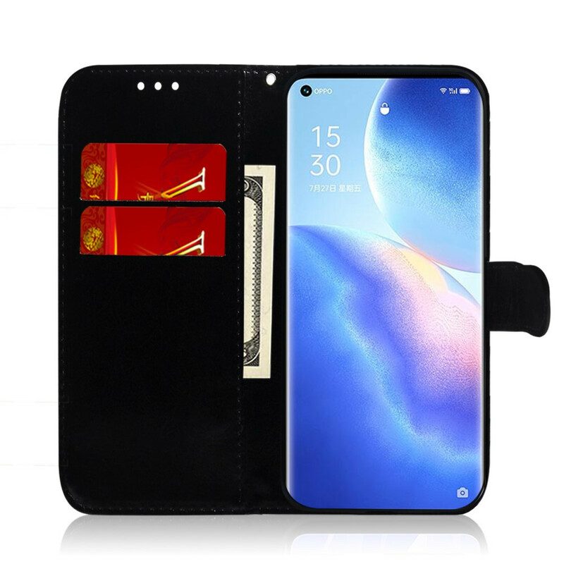 Custodia in pelle Oppo Find X3 Neo Copri Specchietto In Ecopelle