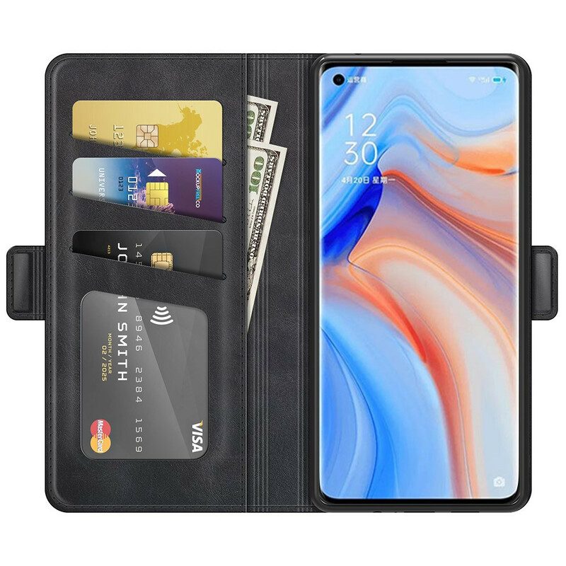 Custodia in pelle Oppo Find X3 Neo Folio Cover Doppia Patta Classica