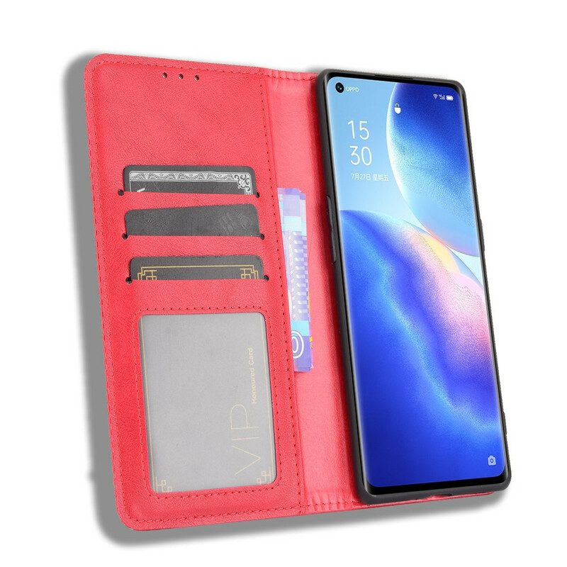 Folio Cover Oppo Find X3 Neo Custodia in pelle Effetto Pelle Vintage Stilizzato