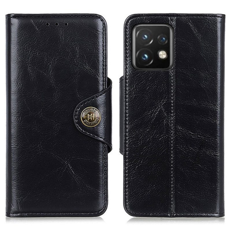 Custodia in pelle Motorola Edge 40 Pro Bottone Verniciato Khazneh