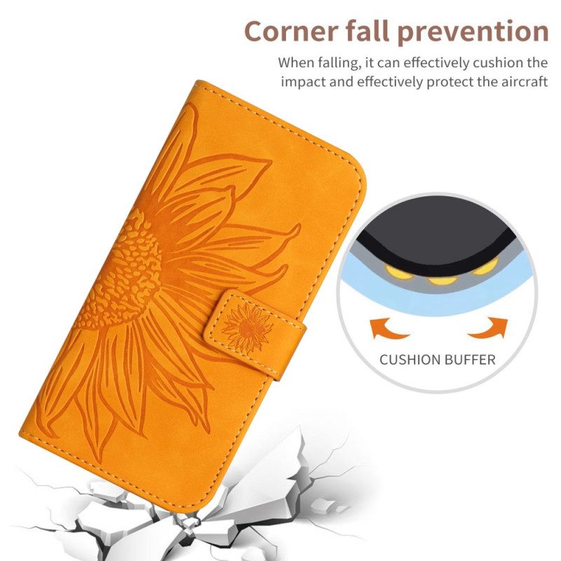 Custodia in pelle Motorola Edge 40 Pro Girasole Strappy
