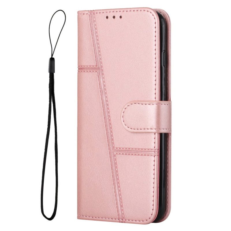 Custodia in pelle Motorola Edge 40 Pro Linee Geometriche A Strisce