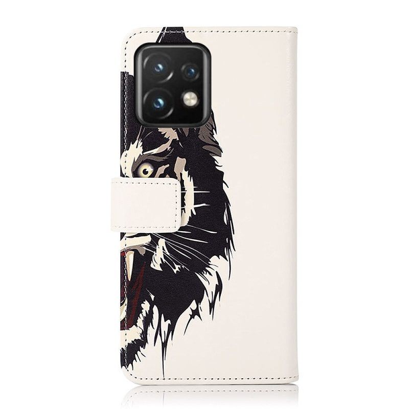 Custodia in pelle Motorola Edge 40 Pro Tigre Feroce