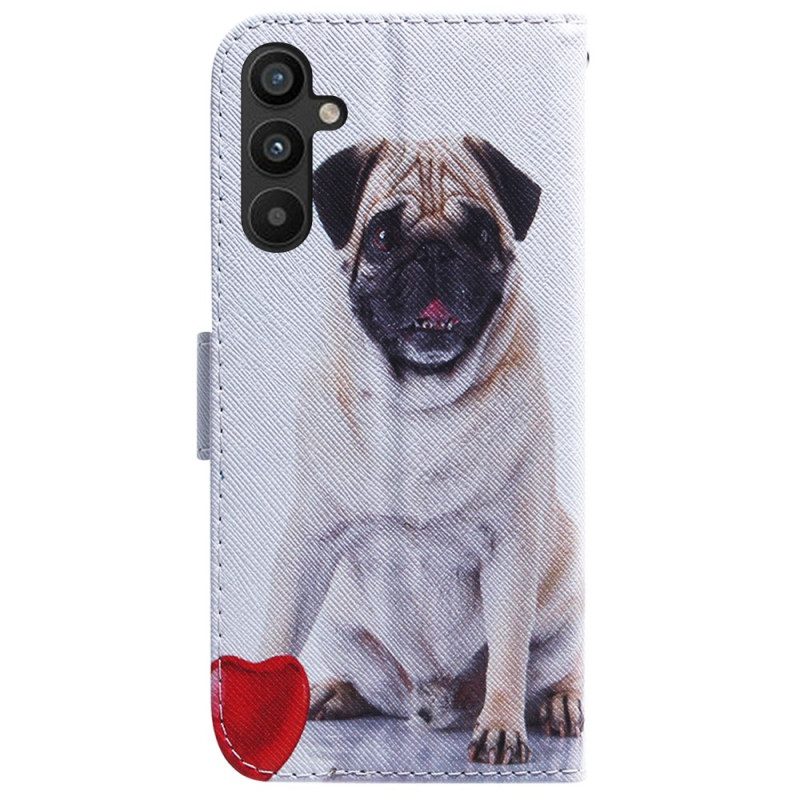 Custodia in pelle Samsung Galaxy A34 5G Carlino Divertente Con Cinturino