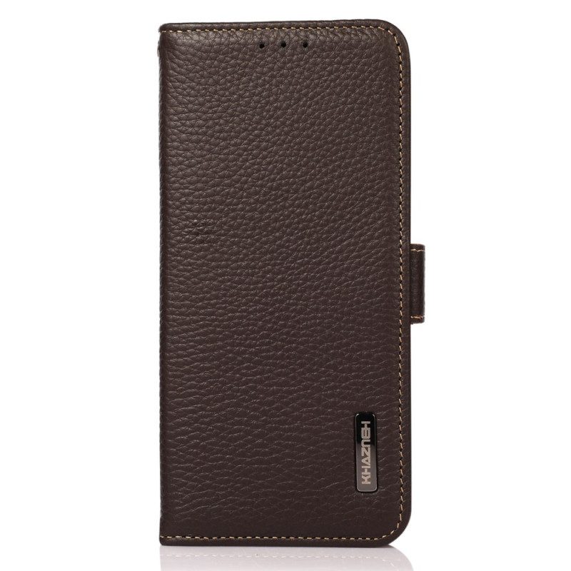 Custodia in pelle Samsung Galaxy A34 5G Pelle Litchi Khazneh Rfid