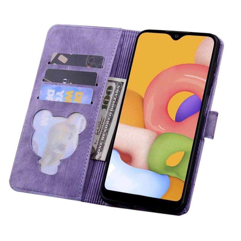 Custodia in pelle Samsung Galaxy A34 5G Perizoma Floreale Gatto