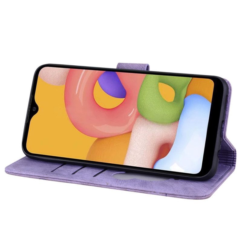 Custodia in pelle Samsung Galaxy A34 5G Perizoma Floreale Gatto