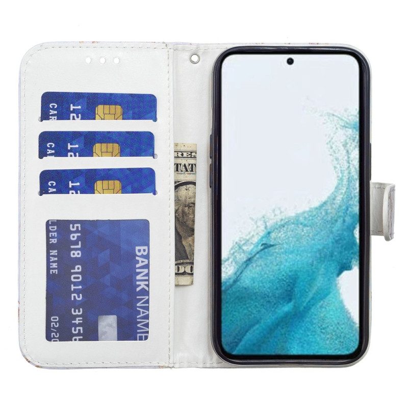 Custodia in pelle Samsung Galaxy A34 5G Stampa Leopardata Con Cinturino