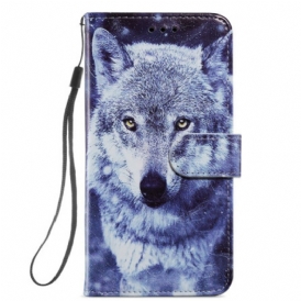 Custodia in pelle Samsung Galaxy A34 5G Superbo Lupo In Cinturino