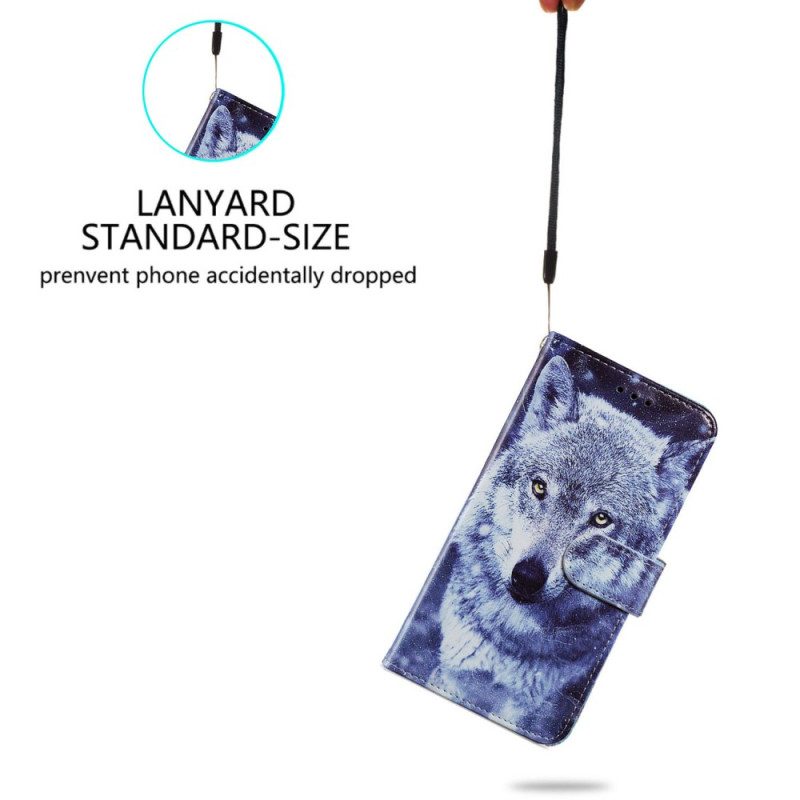 Custodia in pelle Samsung Galaxy A34 5G Superbo Lupo In Cinturino