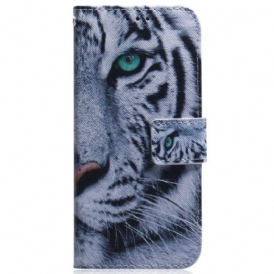 Custodia in pelle Samsung Galaxy A34 5G Tigre Bianca Strappy
