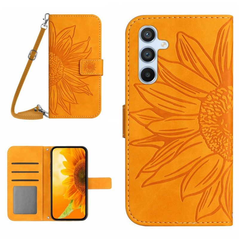 Custodia in pelle Samsung Galaxy A34 5G Tracolla Girasole