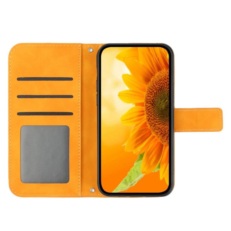 Custodia in pelle Samsung Galaxy A34 5G Tracolla Girasole
