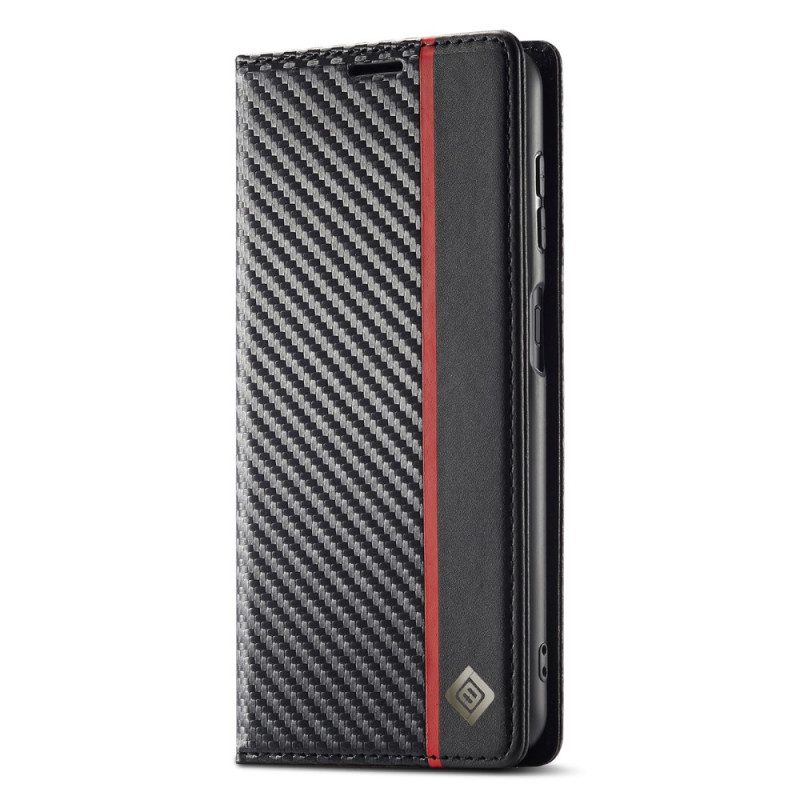 Folio Cover Samsung Galaxy A34 5G Custodia in pelle Fibra Di Carbonio Lc.imeeke