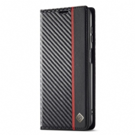 Folio Cover Samsung Galaxy A34 5G Custodia in pelle Fibra Di Carbonio Lc.imeeke