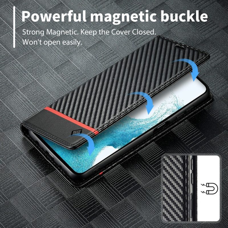 Folio Cover Samsung Galaxy A34 5G Custodia in pelle Fibra Di Carbonio Lc.imeeke
