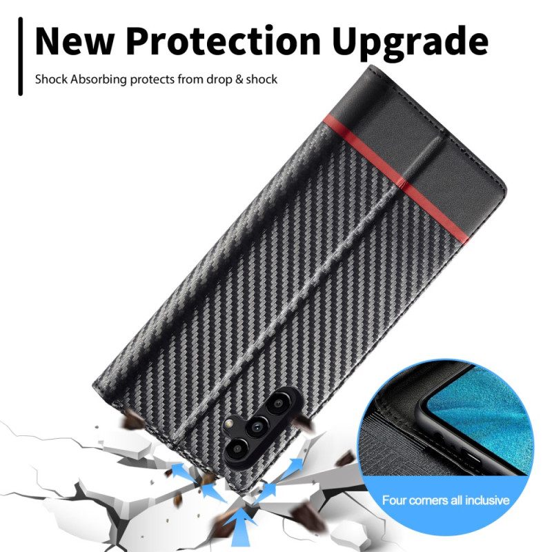 Folio Cover Samsung Galaxy A34 5G Custodia in pelle Fibra Di Carbonio Lc.imeeke