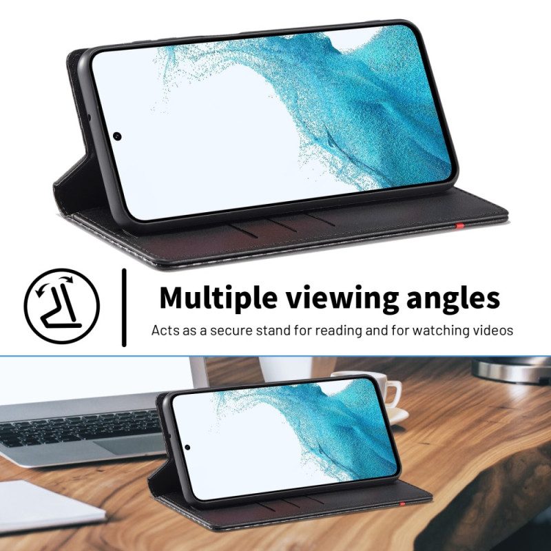 Folio Cover Samsung Galaxy A34 5G Custodia in pelle Fibra Di Carbonio Lc.imeeke