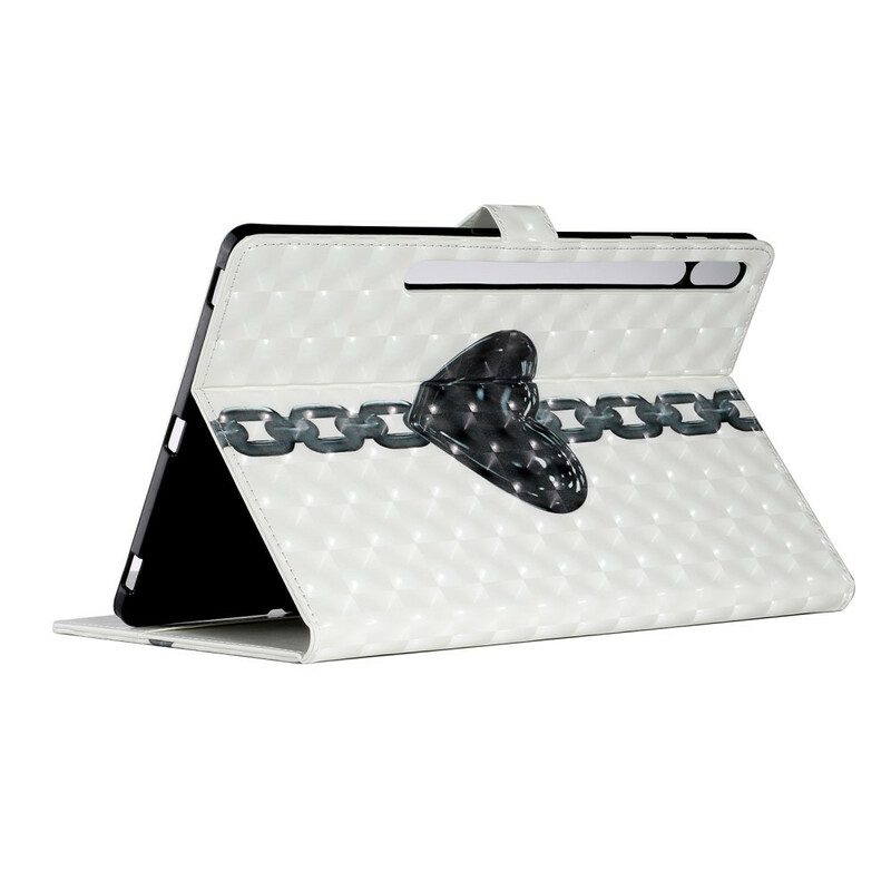 Custodia in pelle Samsung Galaxy Tab S8 Plus / Tab S7 Plus Cuore Incatenato