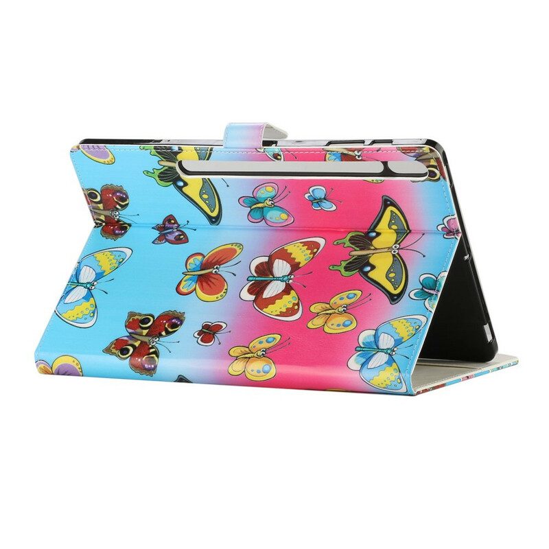 Custodia in pelle Samsung Galaxy Tab S8 Plus / Tab S7 Plus Farfalle