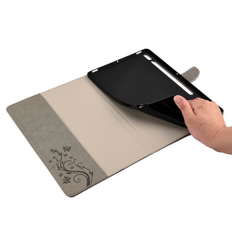 Custodia in pelle Samsung Galaxy Tab S8 Plus / Tab S7 Plus Farfalle Floreali