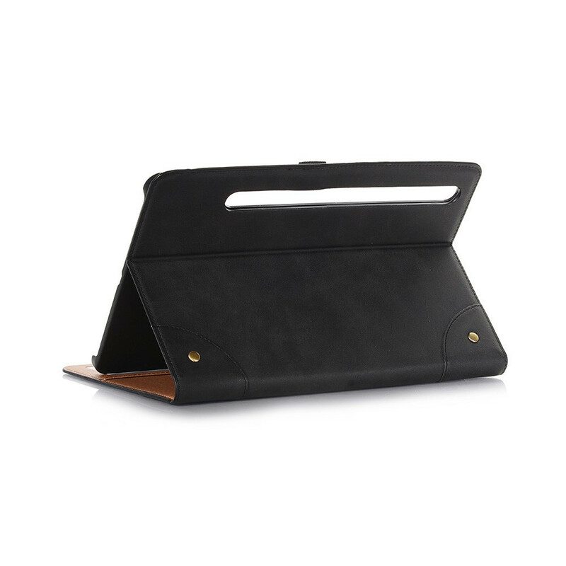 Custodia in pelle Samsung Galaxy Tab S8 Plus / Tab S7 Plus Rivetti Vintage In Ecopelle