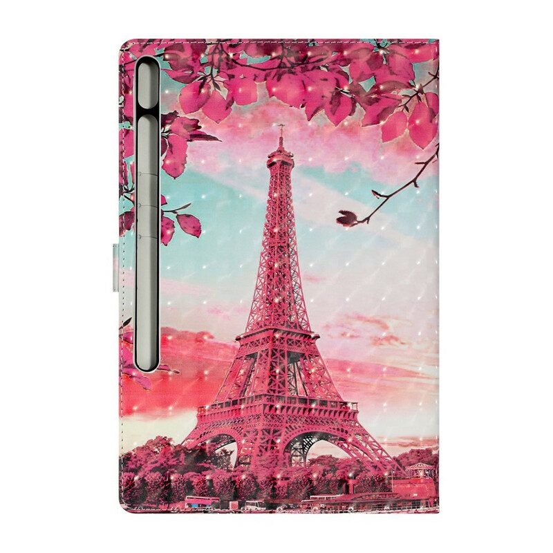 Custodia in pelle Samsung Galaxy Tab S8 Plus / Tab S7 Plus Torre Eiffel Floreale