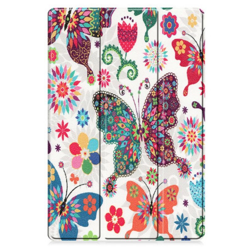 Custodia Samsung Galaxy Tab S8 Plus / Tab S7 Plus Farfalle E Fiori Migliorati