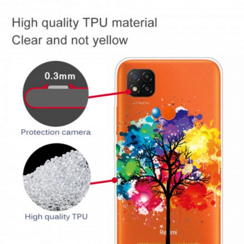 Cover Xiaomi Redmi 9C Albero Dell'acquerello Senza Soluzione Di Continuità