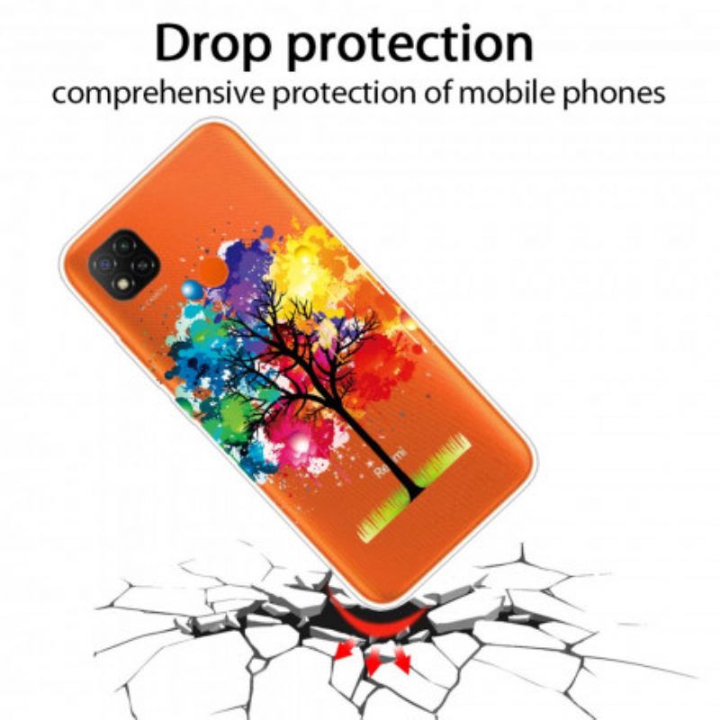 Cover Xiaomi Redmi 9C Albero Dell'acquerello Senza Soluzione Di Continuità