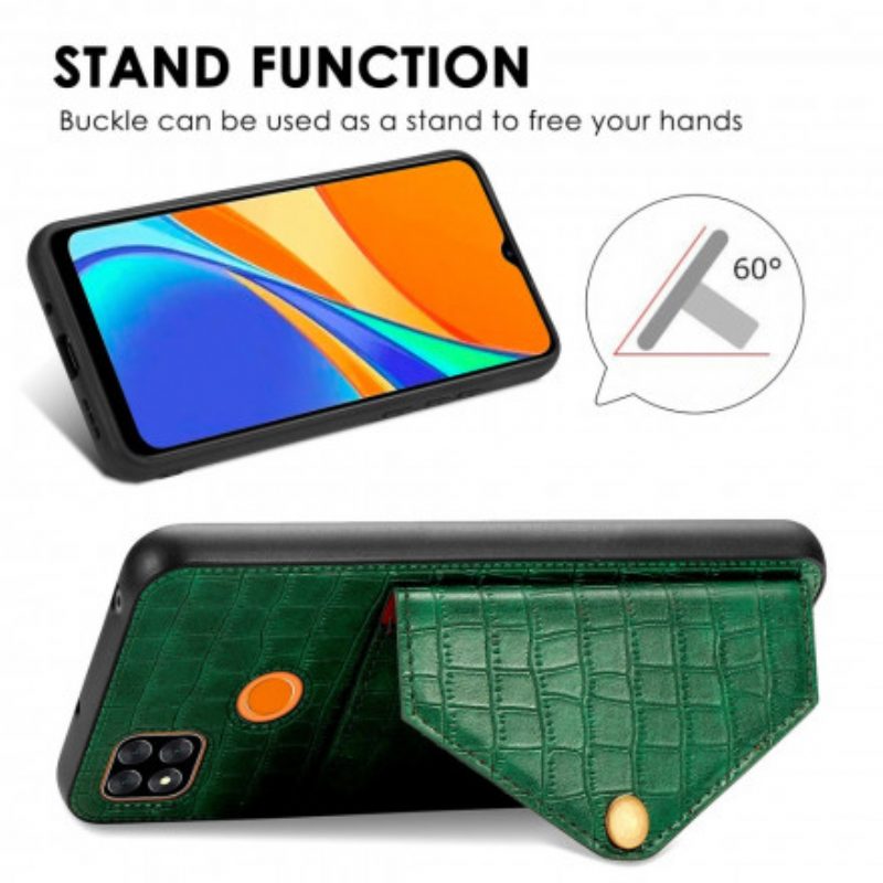 Cover Xiaomi Redmi 9C Portacarte E Supporto In Coccodrillo