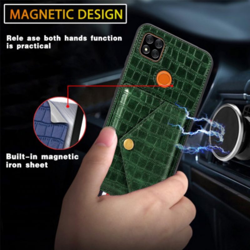 Cover Xiaomi Redmi 9C Portacarte E Supporto In Coccodrillo