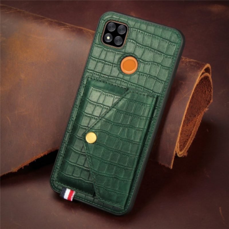 Cover Xiaomi Redmi 9C Portacarte E Supporto In Coccodrillo