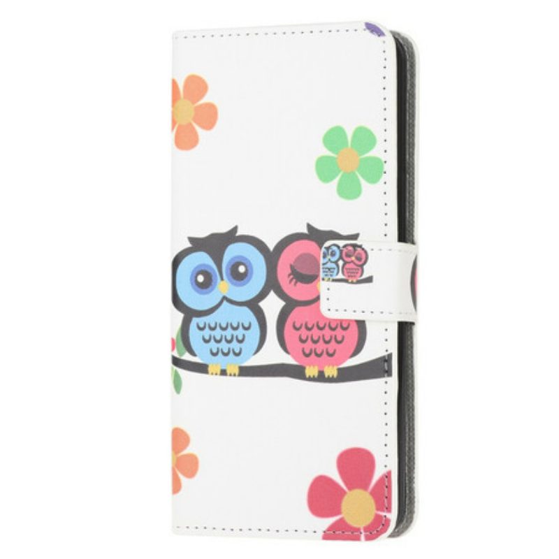 Custodia in pelle Xiaomi Redmi 9C Coppia Di Gufi