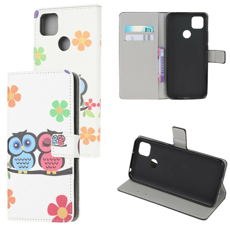 Custodia in pelle Xiaomi Redmi 9C Coppia Di Gufi