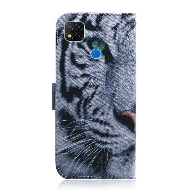 Custodia in pelle Xiaomi Redmi 9C Faccia Da Tigre