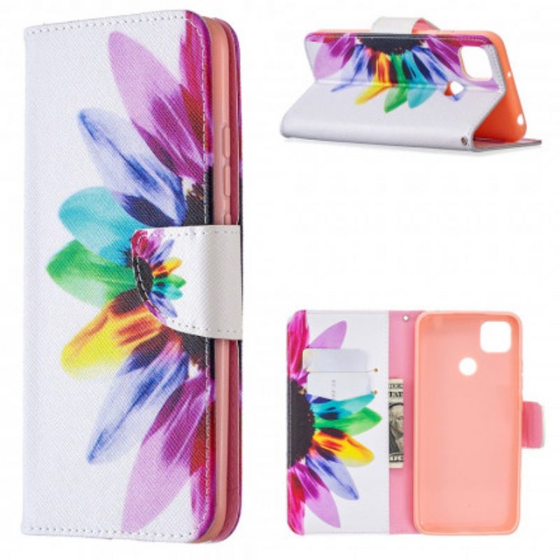 Custodia in pelle Xiaomi Redmi 9C Fiore Dell'acquerello