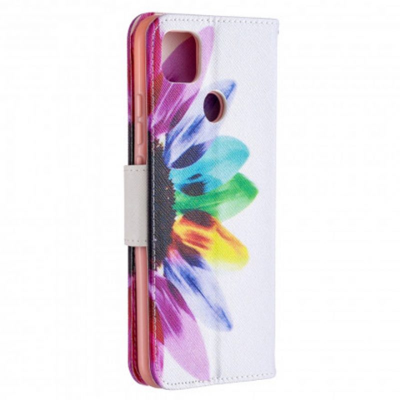 Custodia in pelle Xiaomi Redmi 9C Fiore Dell'acquerello