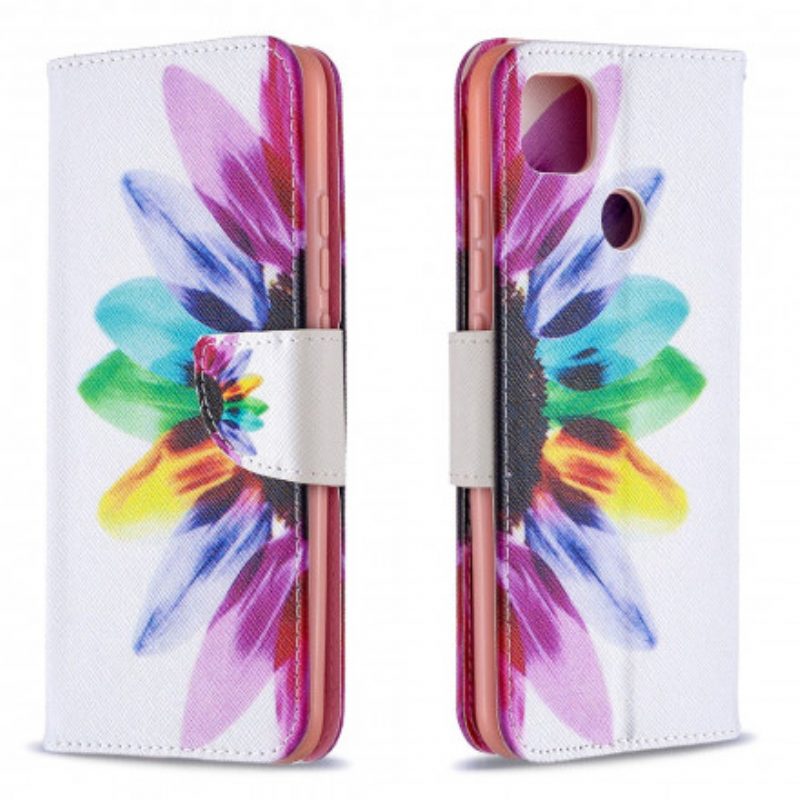 Custodia in pelle Xiaomi Redmi 9C Fiore Dell'acquerello