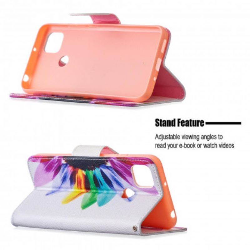 Custodia in pelle Xiaomi Redmi 9C Fiore Dell'acquerello