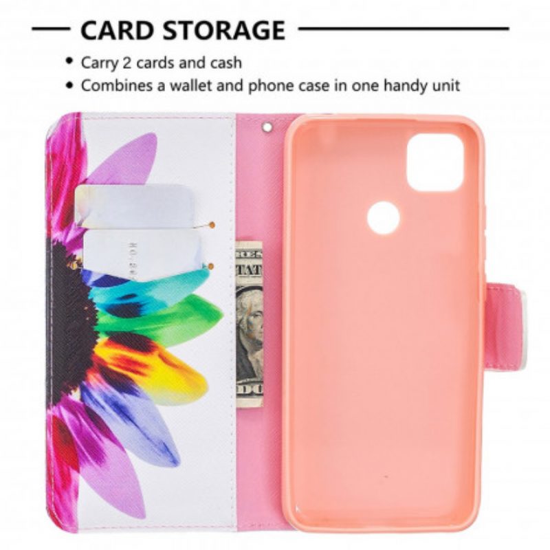 Custodia in pelle Xiaomi Redmi 9C Fiore Dell'acquerello