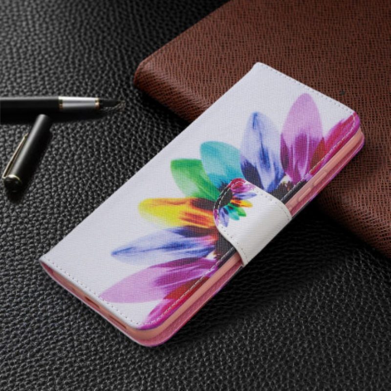 Custodia in pelle Xiaomi Redmi 9C Fiore Dell'acquerello