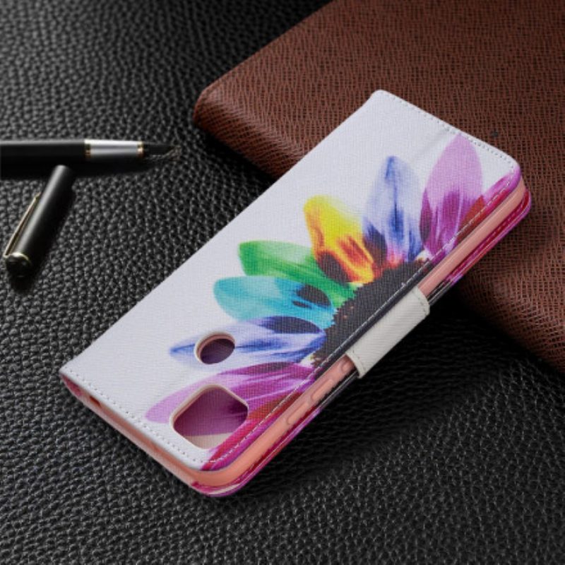 Custodia in pelle Xiaomi Redmi 9C Fiore Dell'acquerello