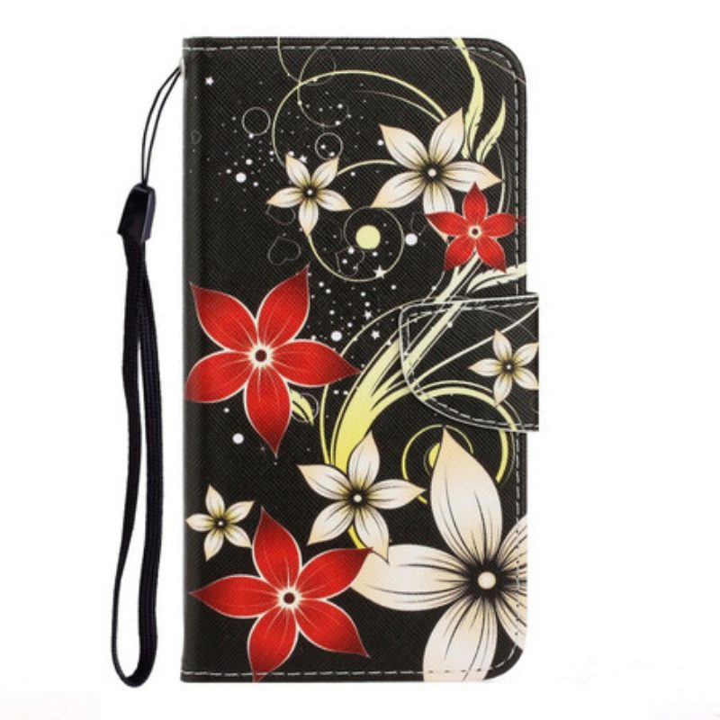 Custodia in pelle Xiaomi Redmi 9C Fiori Strappy Colorati